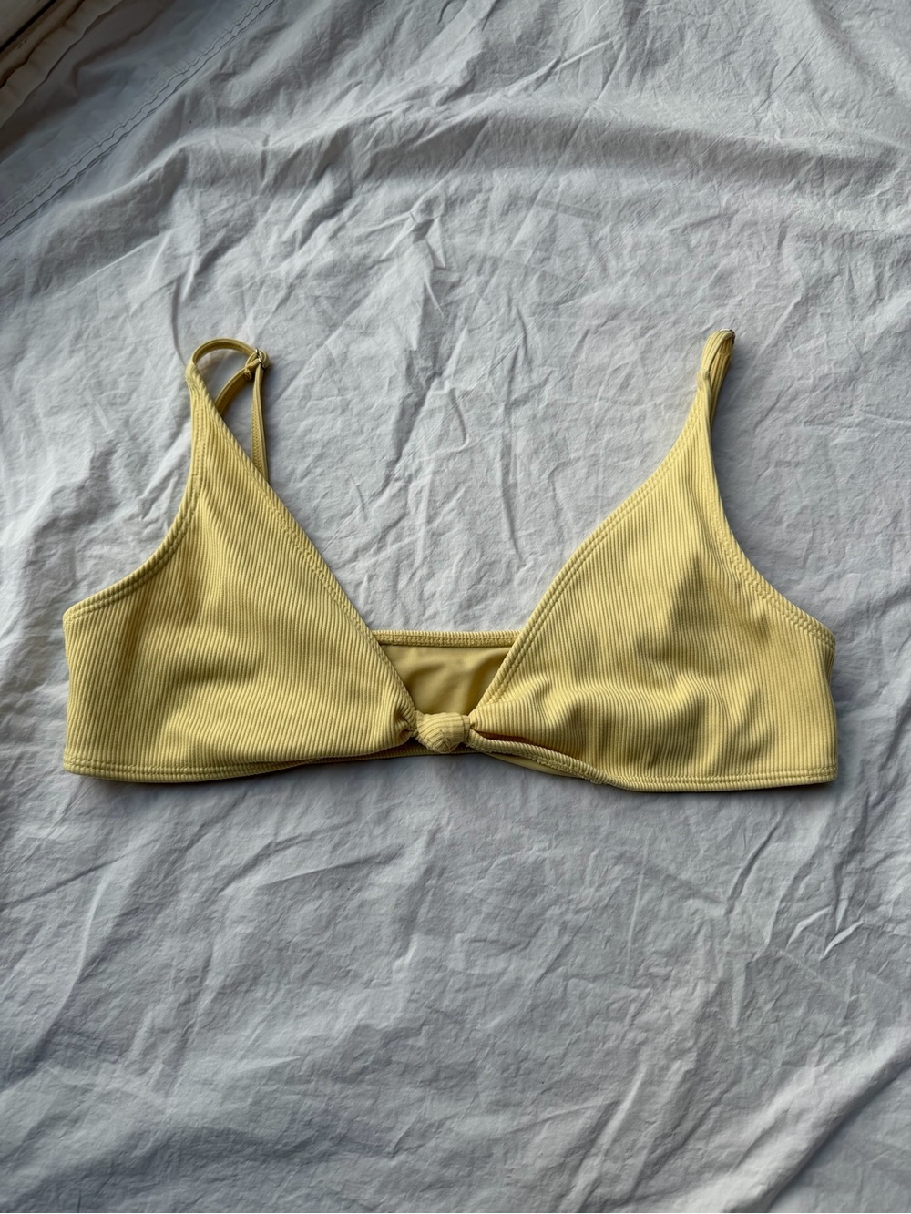 LA Hearts by PacSun Yellow Ribbed Knot Front Bikini Top - Size M